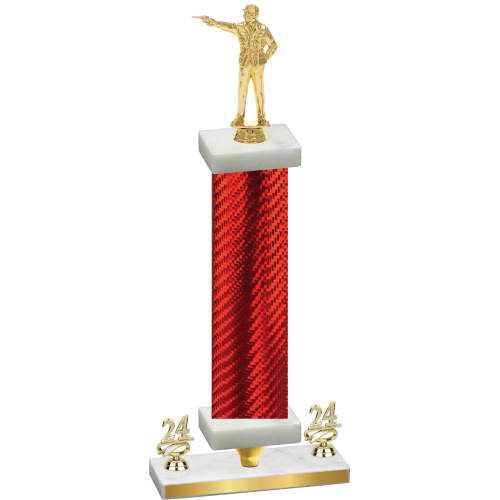 Premium Single Red Carbon Fiber Year Shooter Trophy