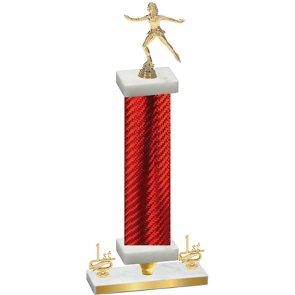 Premium Single Red Carbon Fiber First Place Skater Trophy