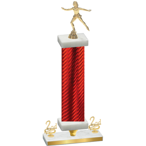 Premium Single Red Carbon Fiber Second Place Skater Trophy