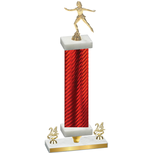 Premium Single Red Carbon Fiber Year Skater Trophy