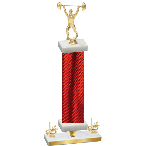 Premium Single Red Carbon Fiber First Place Weights Trophy