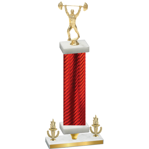 Premium Single Red Carbon Fiber Victory Weights Trophy