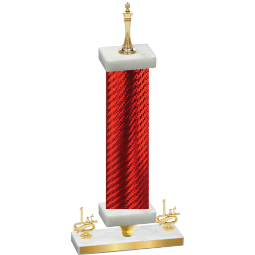 Premium Single Red Carbon Fiber First Place Chess Trophy