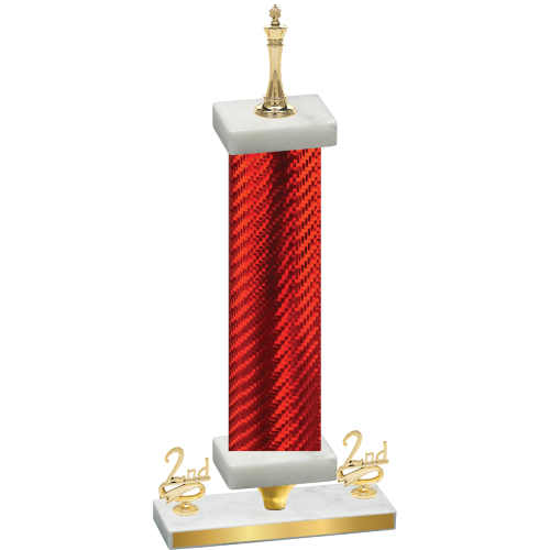 Premium Single Red Carbon Fiber Second Place Chess Trophy