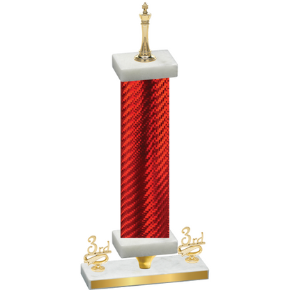 Premium Single Red Carbon Fiber Third Place Chess Trophy