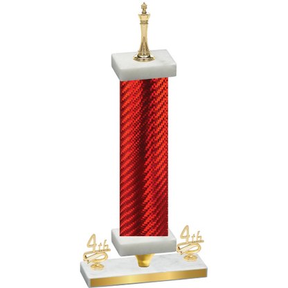 Premium Single Red Carbon Fiber Fourth Place Chess Trophy