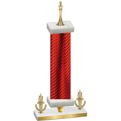 Premium Single Red Carbon Fiber Victory Chess Trophy