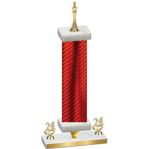 Premium Single Red Carbon Fiber Year Chess Trophy