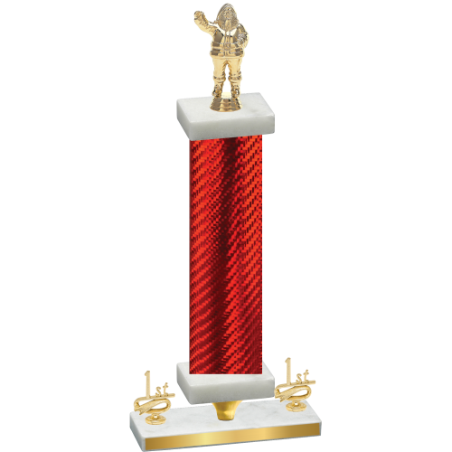 Premium Single Red Carbon Fiber First Place Holiday Trophy