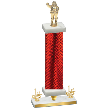 Premium Single Red Carbon Fiber First Place Holiday Trophy