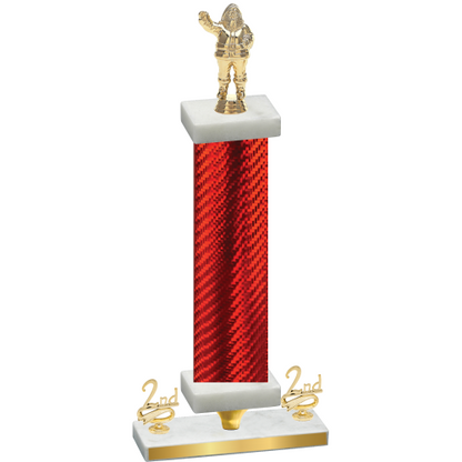 Premium Single Red Carbon Fiber Second Place Holiday Trophy