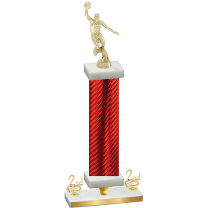 Premium Single Red Carbon Fiber Second Place Basketball Trophy