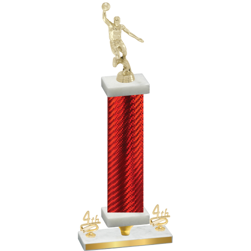 Premium Single Red Carbon Fiber Fourth Place Basketball Trophy