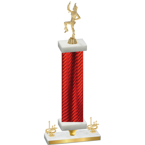 Premium Single Red Carbon Fiber First Place Majorette Trophy