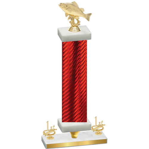 Premium Single Red Carbon Fiber First Place Fishing Trophy