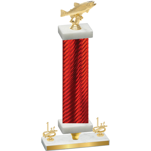 Premium Single Red Carbon Fiber First Place Fishing Trophy