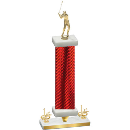 Premium Single Red Carbon Fiber First Place Golf Trophy