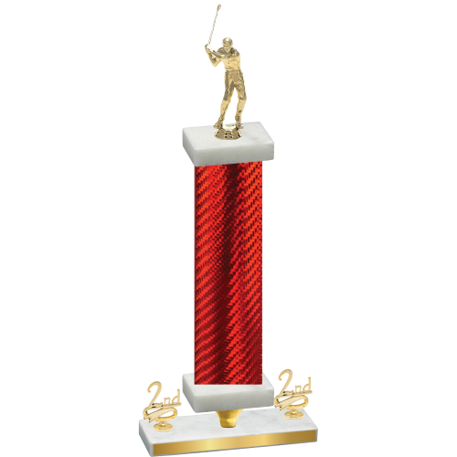 Premium Single Red Carbon Fiber Second Place Golf Trophy