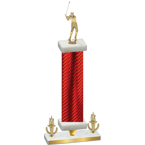 Premium Single Red Carbon Fiber Victory Golf Trophy