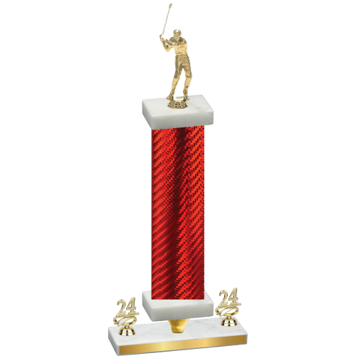 Premium Single Red Carbon Fiber Year Golf Trophy