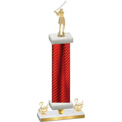 Premium Single Red Carbon Fiber Second Place Golf Trophy
