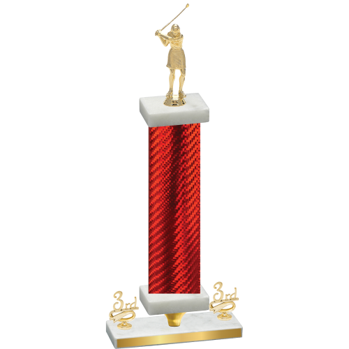 Premium Single Red Carbon Fiber Third Place Golf Trophy