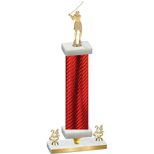 Premium Single Red Carbon Fiber Year Golf Trophy