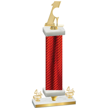 Premium Single Red Carbon Fiber Fourth Place Golf Trophy