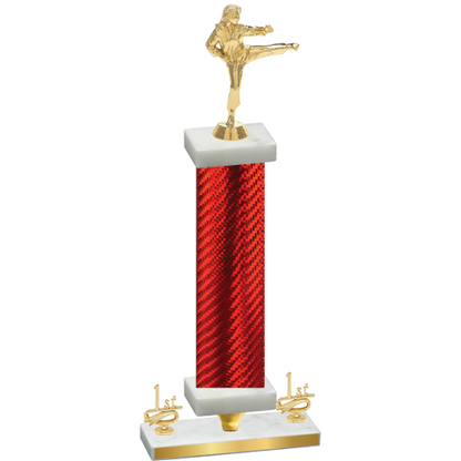 Premium Single Red Carbon Fiber First Place Karate Trophy