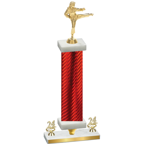 Premium Single Red Carbon Fiber Year Karate Trophy