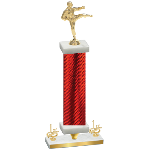 Premium Single Red Carbon Fiber First Place Karate Trophy