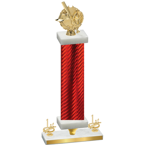 Premium Single Red Carbon Fiber First Place Baseball Trophy