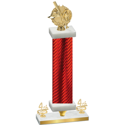 Premium Single Red Carbon Fiber Fourth Place Baseball Trophy