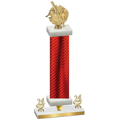 Premium Single Red Carbon Fiber Year Baseball Trophy