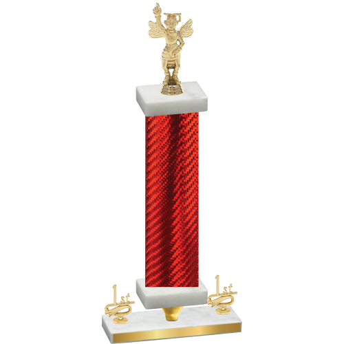 Premium Single Red Carbon Fiber First Place Academics Trophy