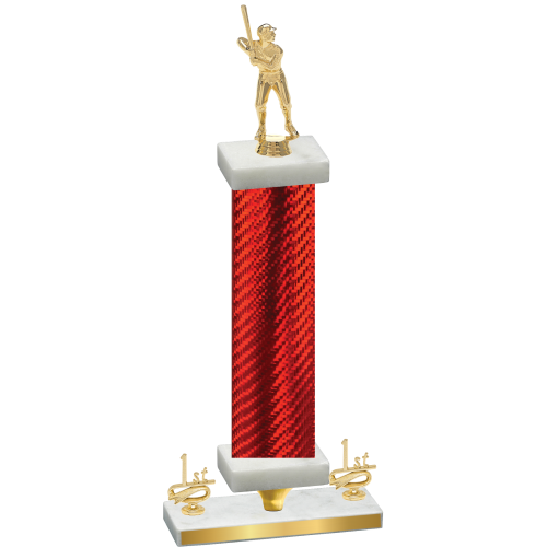 Premium Single Red Carbon Fiber First Place Baseball Trophy