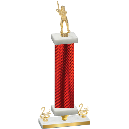 Premium Single Red Carbon Fiber Second Place Baseball Trophy