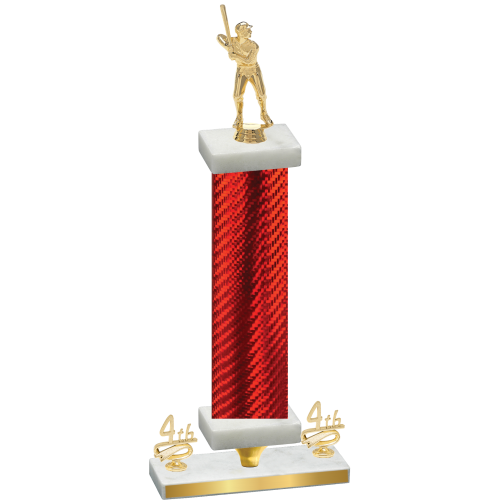 Premium Single Red Carbon Fiber Fourth Place Baseball Trophy