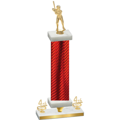 Premium Single Red Carbon Fiber Fourth Place Baseball Trophy