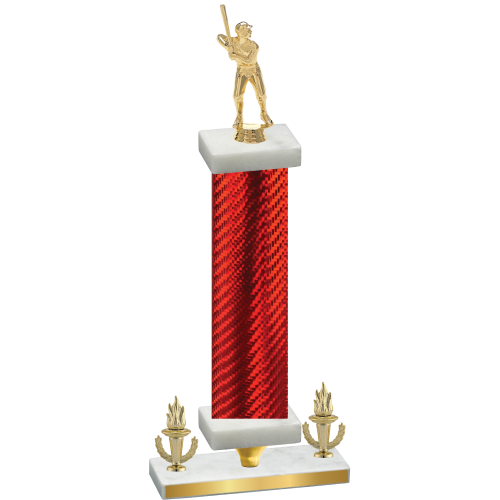 Premium Single Red Carbon Fiber Victory Baseball Trophy