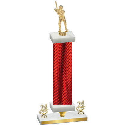 Premium Single Red Carbon Fiber Year Baseball Trophy