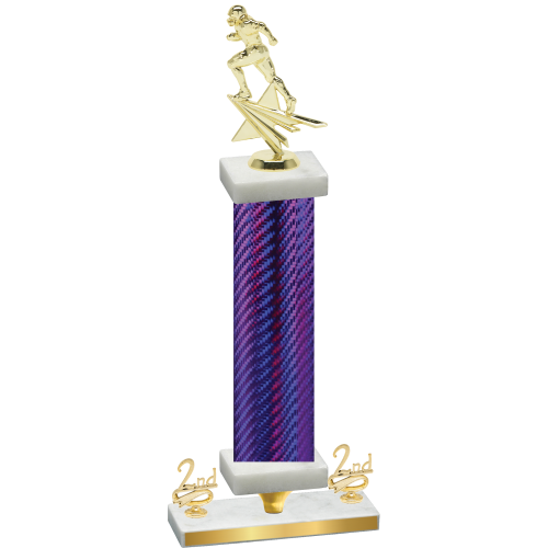 Premium Single Purple Carbon Fiber Second Place Football Trophy