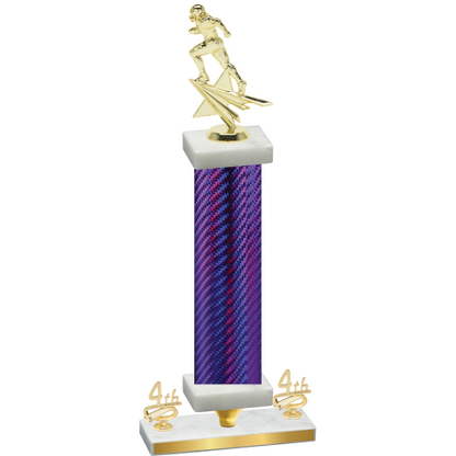 Premium Single Purple Carbon Fiber Fourth Place Football Trophy