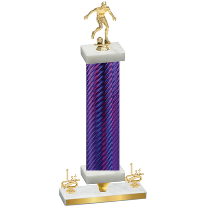 Premium Single Purple Carbon Fiber First Place Soccer Trophy