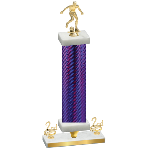 Premium Single Purple Carbon Fiber Second Place Soccer Trophy