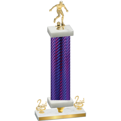 Premium Single Purple Carbon Fiber Second Place Soccer Trophy