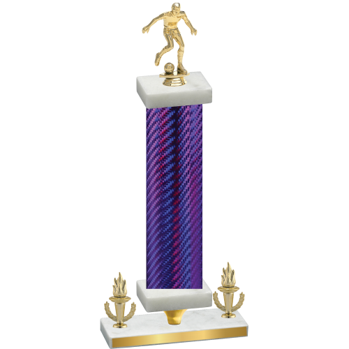 Premium Single Purple Carbon Fiber Victory Soccer Trophy