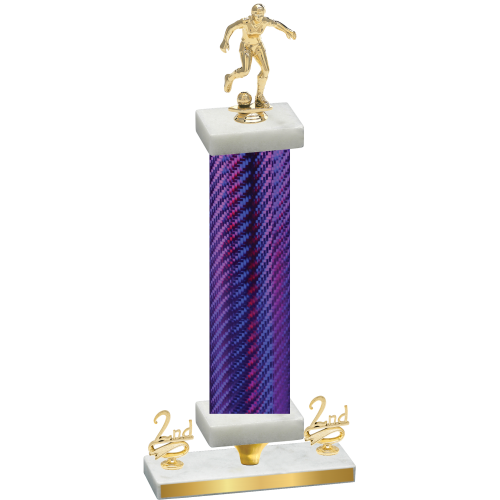 Premium Single Purple Carbon Fiber Second Place Soccer Trophy