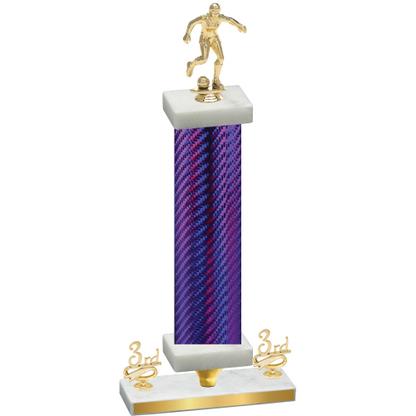 Premium Single Purple Carbon Fiber Third Place Soccer Trophy