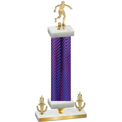 Premium Single Purple Carbon Fiber Victory Soccer Trophy